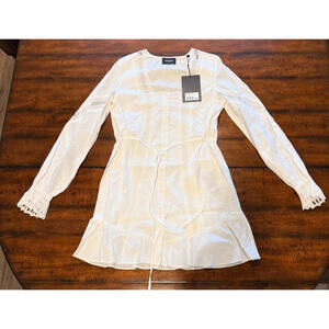 $345 The Kooples White 100% Cotton White Long Sleeve Dress FR1 / US4 - BNWT